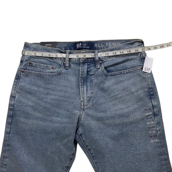 Gap Flex Slim Taper Men Light Wash Jeans Sz 34 x28 NWT Stretch Whiskered Denim - Picture 7 of 13